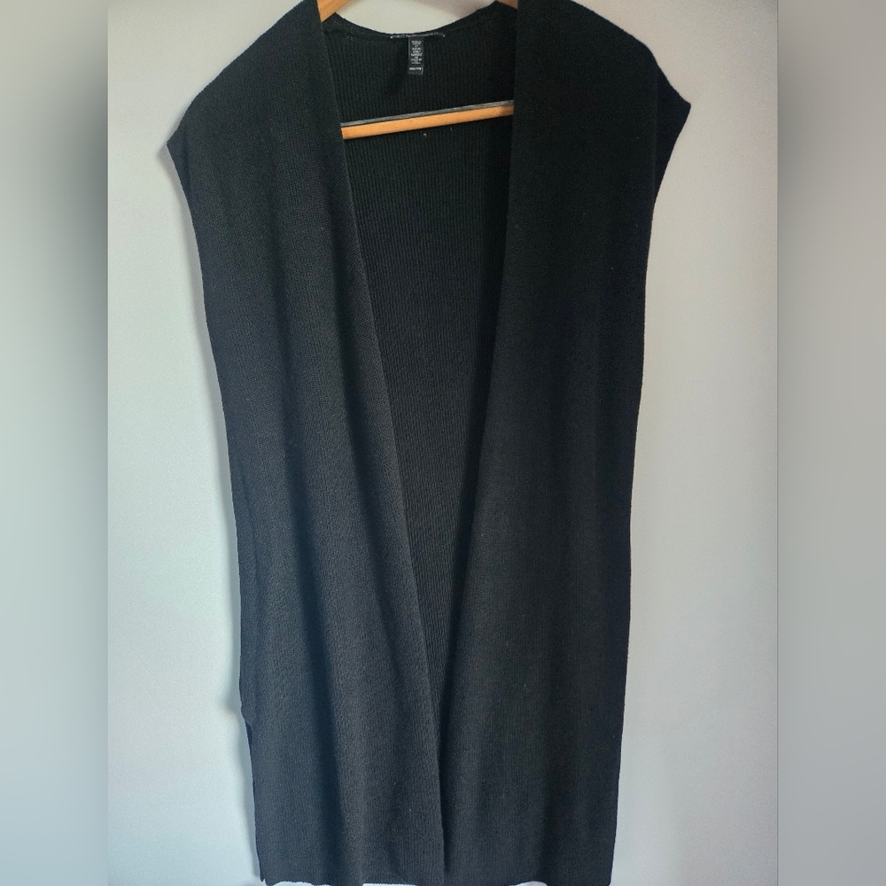 Eileen Fisher Black Open Front Cardigan